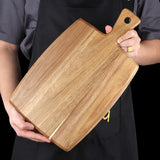 Snijplank van acaciahout, houten plank, kaascharcuterieplanken, 43 x 25 cm, keukensnijplank, houten snijplanken, vleesserveerplank, snijplank, kaasplank, houten snijplanken met handvat