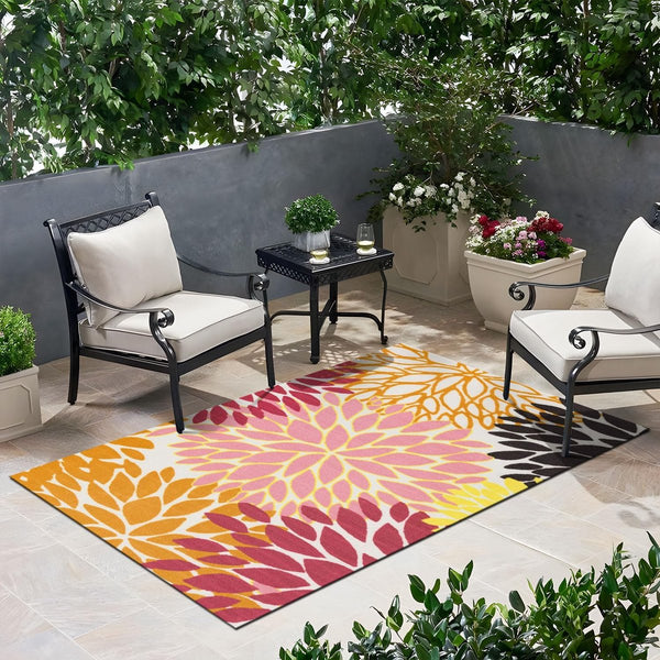 Outdoor tapijt, klein, kleurrijk tapijt voor balkon, buitentapijt, buitentapijt, terras, groot: 80 x 150 cm