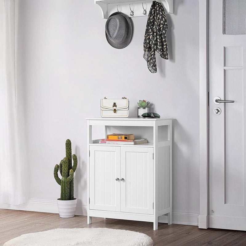Badkamerkast vrijstaande keukenkast met verstelbare plank en dubbele deur vrijstaande badkamer wit 60 x 30 x 80 cm