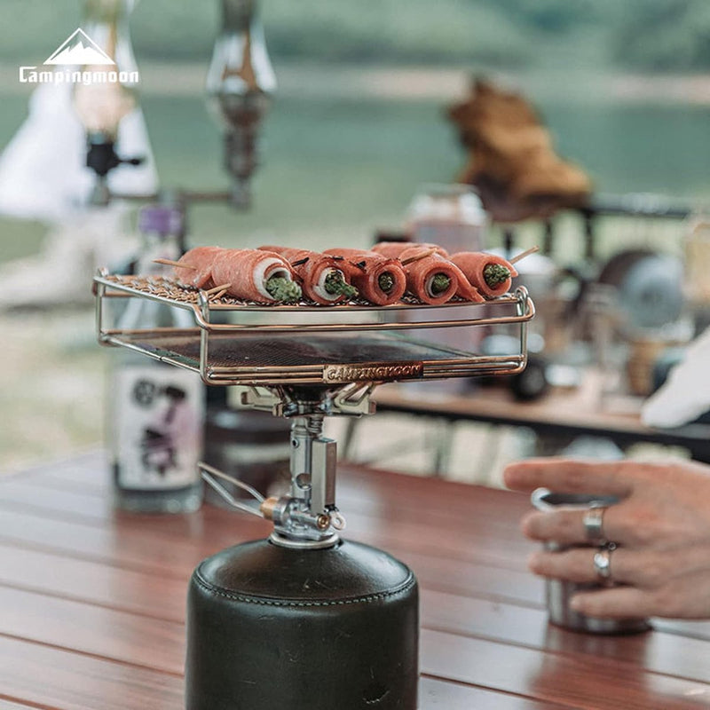 Campingmoon Camping Broodrooster voor Gasfornuis 304 Roestvrij Staal Broodrooster Mini Camping Grill Rack US-1312