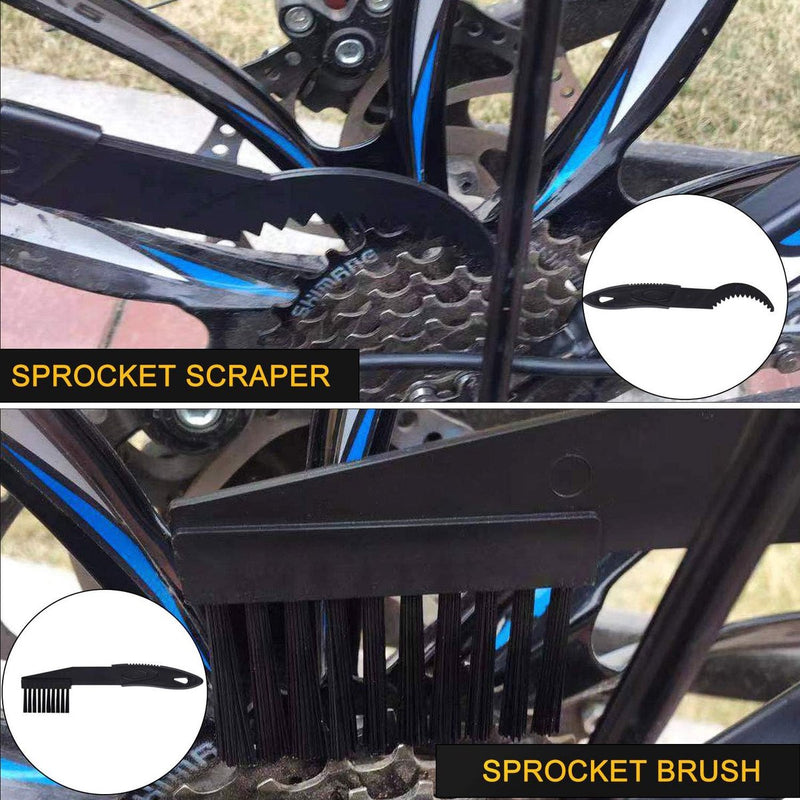 Fietsreinigingsborstel Fietskettingreiniger Kit Reinigingsborstelgereedschap voor fietsketting Crankband Kettingblad Fietsen Hoekvlek Geschikt
