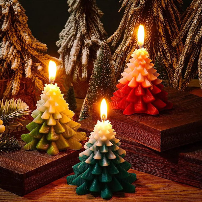 2 stuks siliconen kerstboomkaarsvormen, 3D-kaarsvormen, doe-het-zelf siliconen kaarsen, gietvorm voor het maken van kaarsen, aromastenen, kersthandwerk, ornamenten