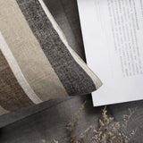 Set van 2 gestreepte kussenhoezen, kussenhoes, linnenlook, bankkussen, decoratieve kussenhoes, sierkussen, decoratieve bankkussenhoes voor bank, kantoor, bank, slaapkamer, woonkamer, 40 x 40 cm, koffie