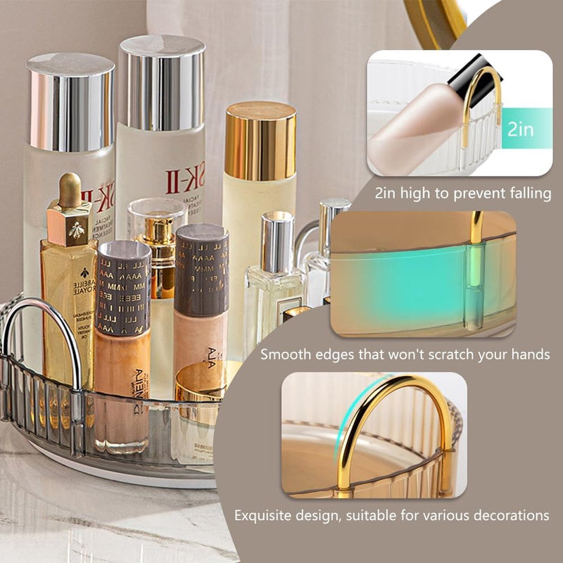 Roterende make-up organizer voor kaptafel, roterende cosmetische opslag (1 laag, rookgrijs)