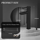 Hoge Zwarte Badkamerkran, Elegante Stijl Kraan Wastafel Voor Badkamer, Roestvrij Staal Eengreepsmengkraan Keramische Klep Wastafelmengkraan