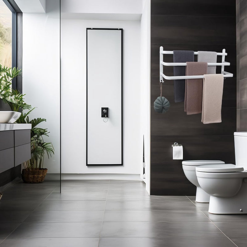 Handdoekstang, groot, zonder boren/stansen, 60 cm, meerlaags aluminium, handdoekhouder, wandrek, wandmontage, wandmontage, wandhanddoekhouder, 3 verdiepingen, badhanddoekstang voor badkamer en keuken