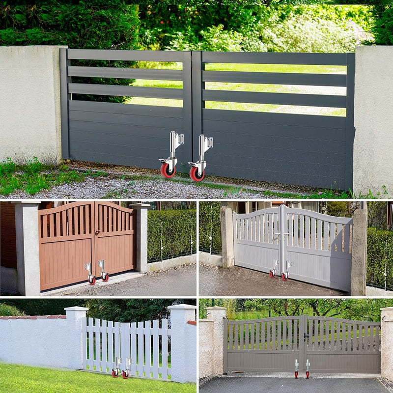 Veerbelaste poortwielen, 125 mm, robuuste hardware stalen deuren tot 200 kg dragen voor gebruik op de boerderij, in landgoed en thuis, rood met rem