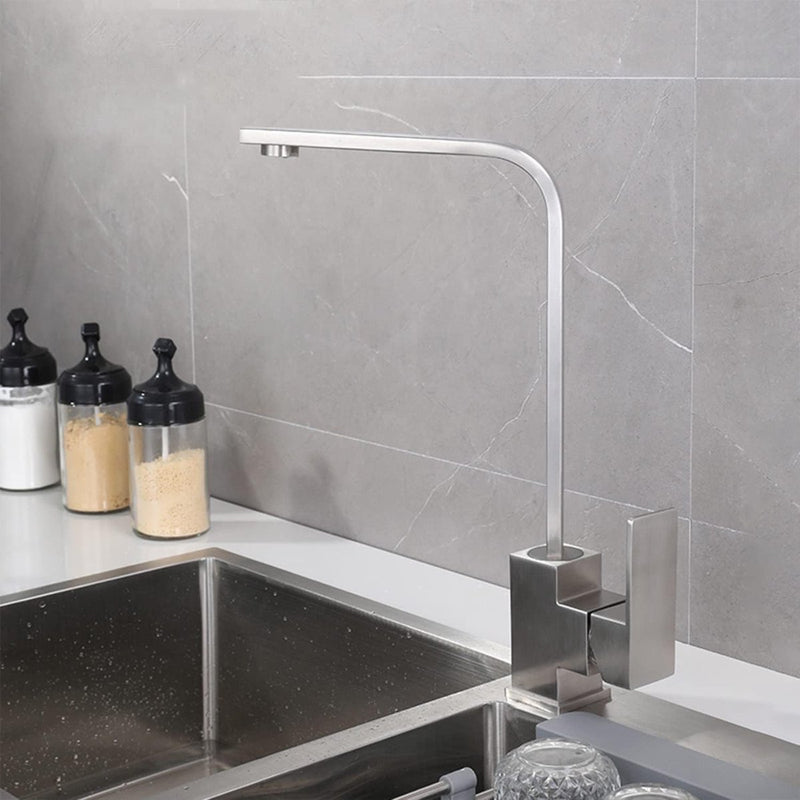 Kraan voor de keuken, 360 graden draaibaar, wastafelmengkraan, wastafelarmatuur, eenhendelmengkraan, modern, elegant, chroom, roestvrij staal, keukenkraan