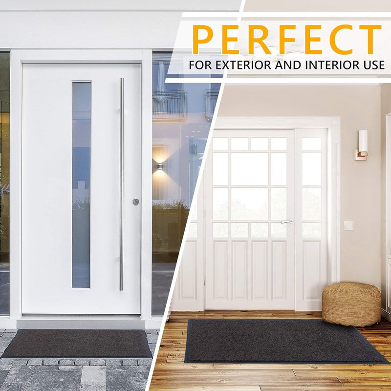 Deurmat voor voordeur, binnen en buiten, deurmat, voor entrees, schoonmaakmat, antraciet-zwart