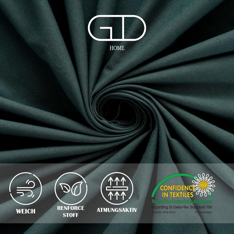 Renforce katoenen hoeslaken, 100% katoen, zacht en ademend, 90 x 200 x 30 cm, jersey bedlaken/donkergroen