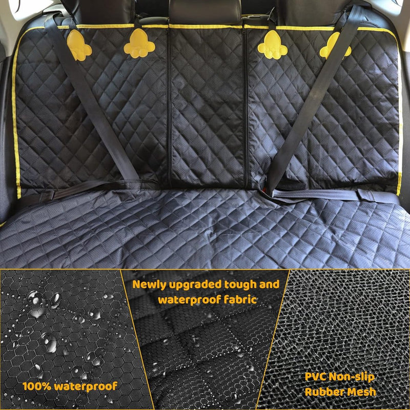 Hondendeken voor de achterbank, auto, hondendeken, achterbank, duurzame achterbankbeschermer, auto met 1 elastische hondenriem, krasbestendig en waterdicht, achterbank voor vrachtwagens, auto's