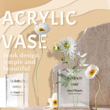 Vaas, tulpenvaas, boekenvaas, acryl, boekbloemenvaas, transparant, doorzichtige handgemaakte vaas voor bloemstukken, woondecoratie