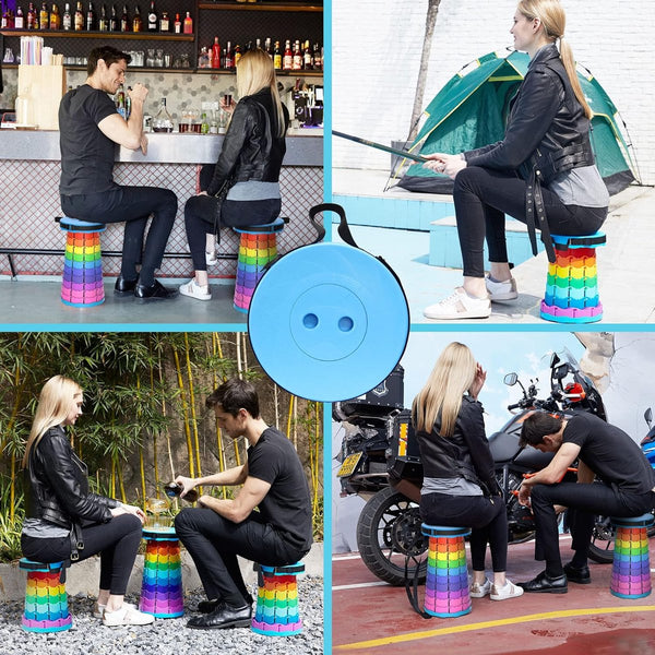 Telescopische kruk met kussen, opvouwbaar, lichtgewicht en draagbaar, kruk voor volwassenen, campingkruk voor wandelen, reizen, barbecue, maximale belasting 200 kg, met draagtas