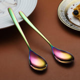 Regenboog-menulepels, 20,3 cm, roestvrij staal, titanium coating, regenboogtafellepel, soeplepel, bestekset, robuust, gemakkelijk te reinigen, dessertlepel, vaatwasmachinebestendig