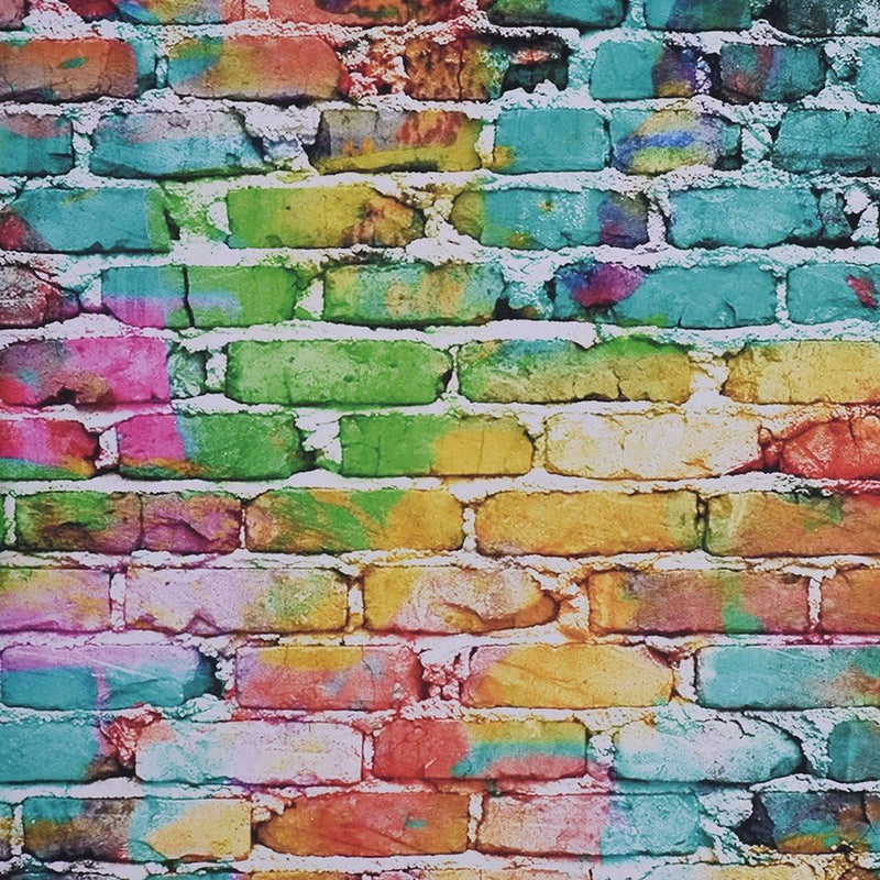 Fotoscherm 1,5 x 2,1 m / 5 x 6,9 ft fotografie achtergrond digitaal bedrukt kleurrijk doodle scribble bakstenen muur patroon voor kinderen kinderen baby pasgeborenen portret studio fotografie