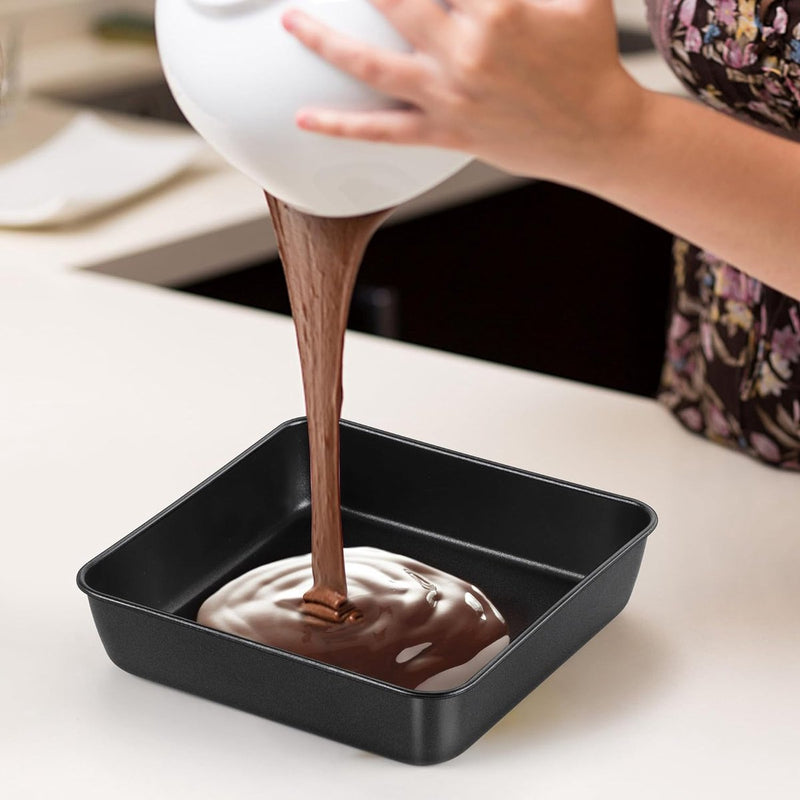 Vierkante taartvorm, roestvrijstalen ovenschaal met luchtdicht deksel, anti-aanbaklaag, rechthoekig, perfect voor lasagne/brownie/cake, gezond en gemakkelijk te reinigen, 21 x 21 x 5 cm