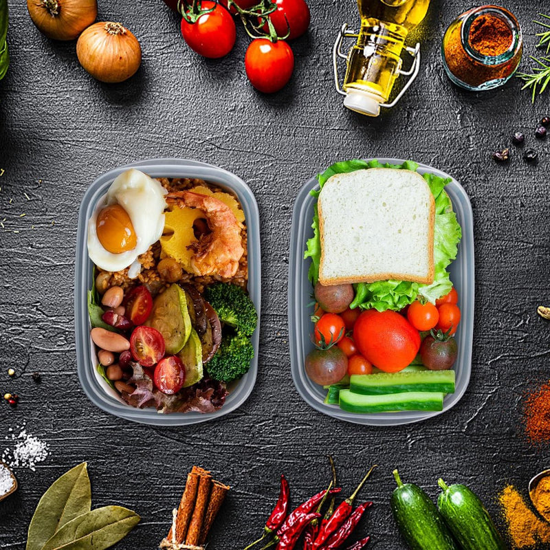 Voedselcontainers, opbergset (1000ML per doos), BPA-vrij, rechthoekig, kunststof, voedselcontainers met deksel, stapelbaar, voor school, werk, reizen en maaltijden, 10 stuks