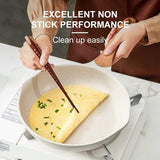 Koekenpan 32 cm, inductie met antiaanbaklaag, granieten pan, kookgerei, omeletpan met hittebestendige handgreep, geschikt voor alle warmtebronnen, PFOA-vrij