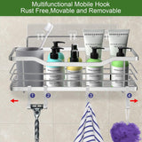 Doucheplank, doucheplank zonder boren, 3 stuks badkamerplankorganizer, badkamerplank, badkamerorganizer, zilver.