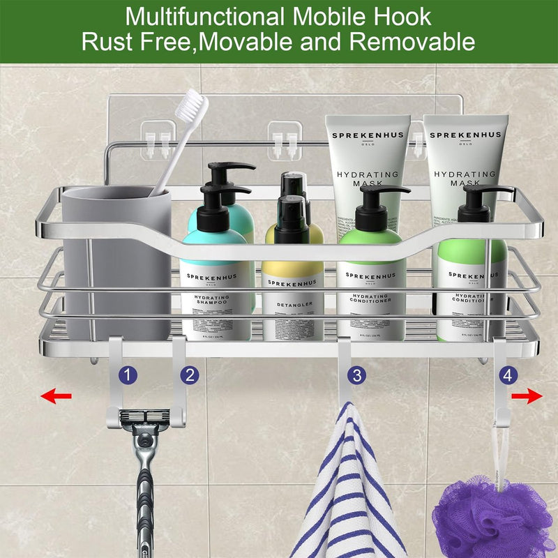 Doucheplank, doucheplank zonder boren, 3 stuks badkamerplankorganizer, badkamerplank, badkamerorganizer, zilver.