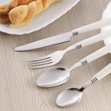 Bestekset voor 6 personen, 24-delige bestekset van roestvrij staal, bestek met kunststof handvat inclusief mes, vork, lepel voor thee of dessert, vaatwasmachinebestendig (wit)
