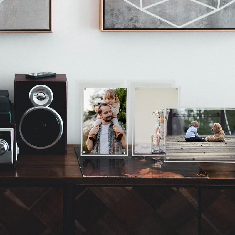 10 x 15 cm acryl fotolijst, transparante magnetische fotolijst, dubbelzijdige frameloze lijst - set van 2 (stijl 2)