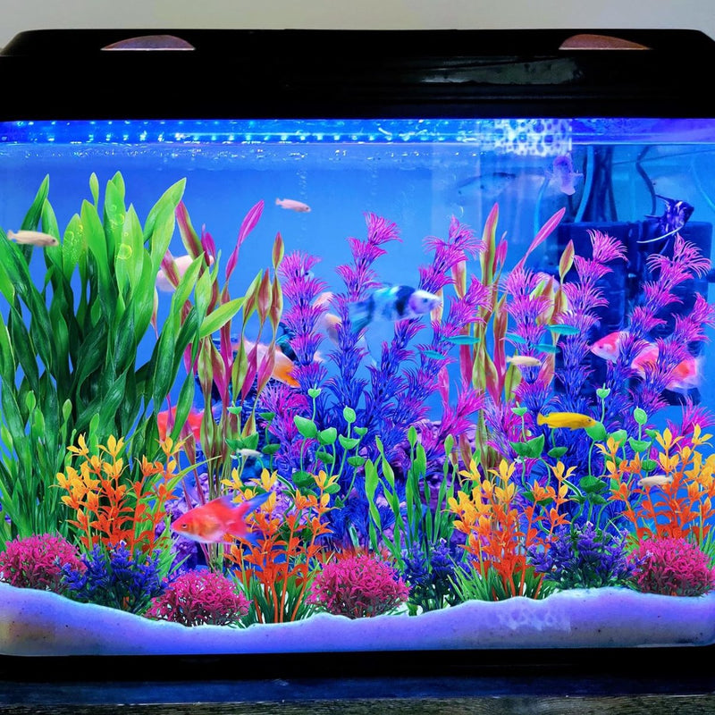 Pakket met 20 kleurrijke kunstplanten, aquariumdecoratie, terrariumplantdecoratie, voor aquaria, visaquariumdecoratieplant