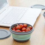 Opvouwbare kom, 3 stuks, siliconen, draagbare opvouwbare kom, campingvershouddozen, ronde vershouddoos, opvouwbare fruitslakom voor kamperen, wandelen, keuken, school buiten, 300/600/1000 ml