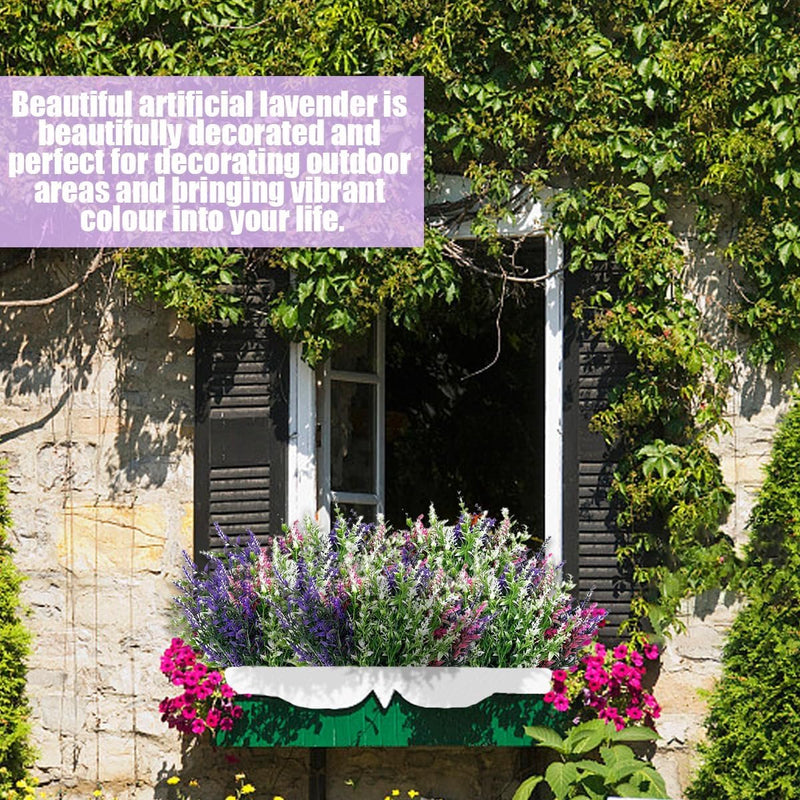 Kunstbloemen, 9 boeketten kunstbloemen zoals echte lavendel, kunststof nepbloemendecoratie, kunststof uv-bestendig, voor outdoor indoor balkon, tuin, grafdecoratie.