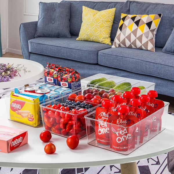 Set van 2 opbergdozen voor keuken, koelkastorganizer, laden met 8 vakken, opbergsysteem voor keuken, thee, specerijen, voorraadkast, theezakjes, apothekerskast, keukenkast