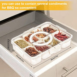 Snackschaal, serveerschaal, snackbord met 8 vakken, snackschaal met deksel, plastic snackbord, fruitbord met deksel, snackopbergdoos voor noten, desserts