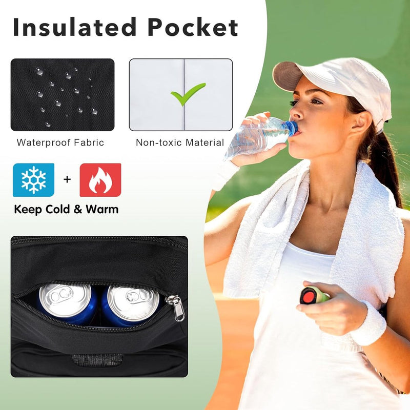 Tennisrugzak, tennistas voor heren en dames, tennistas voor 2 rackets, badmintonsquash, pickleball paddle-ballen