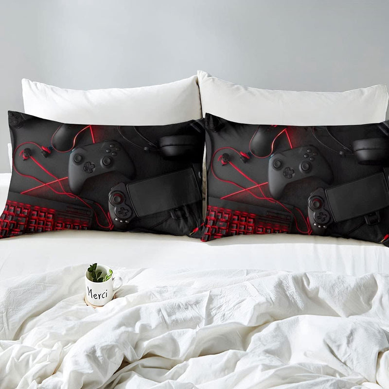 Spel Troosterafdekking Moderne Sci-Fi-stijl Gamepad Gaming Beddengoedset Spelconsole Dekbedovertrek voor Tieners Jongens Spelers Videospel Regelaar Dekbedovertrek Met Ritssluitingen, 135 x