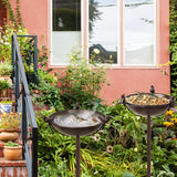 Vogelbad, vogelbad, waterbad, waterbak, waterschaal, stekker, bruin ijzer, vrijstaande vogelbadjeskom met 3 vogelstandbeelden, Birdbath & Birdfeeder Garden Yard Lawn Decor (bruin)