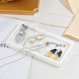 Wastafelorganizer, mini-dienblad voor de badkamer, rechthoekig, hars, plat, sieradenhouder voor textiel, kaarsen, zeep handdoeken, planten, Wit marmer, Mini