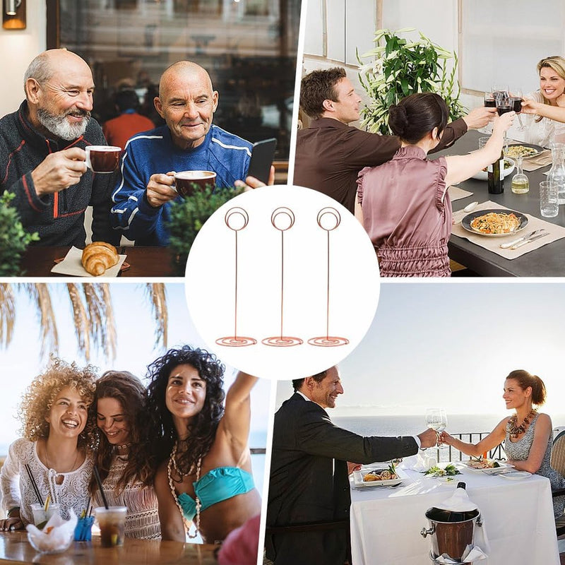 12 stuks 22 cm fotohouders, plaatskaarthouder, memohouder, metalen kaarthouder, bruiloft, voor bureaunotities, tafelkaarten, foto's, bruiloft, verjaardag, feestdecoratie (roségoud)