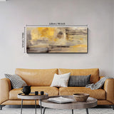 Houten frame grote canvasfoto's 120x50cm abstract mosterdgeel grijs beeld op canvas muurkunst moderne wandafbeeldingen XXL kunstdruk decoratie voor woonkamer slaapkamer klaar om op te