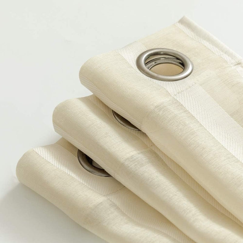 Sheer Vitrage met oogjes, transparant, bistrogadine, landhuisstijl, strepen, voile, keukengordijn, gestreept, keukengordijnen voor keuken, badkamer, klein raam, decoratie, 130 x 35 cm, beige, 1 stuk