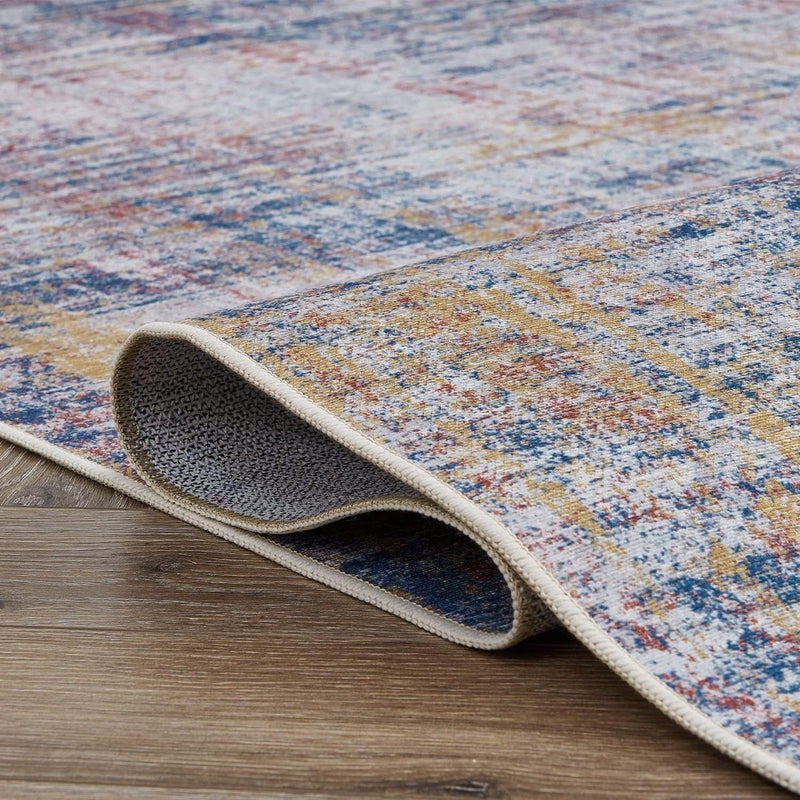 Loper voor de gang, abstract tapijt, laagpolig, dunne tapijten, geometrisch keukentapijt, tapijtloper, slaapkamer, woonkamer, eetkamer, werkkamer, kantoor, opvouwbaar, 60 x 210 cm, donkerrood