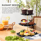 2 stuks 3 etages, cupcake-standaard, dessertstandaard, herbruikbare gebarenstandaard, taartstandaard voor bruiloft, verjaardag, theefeest (zwart en wit)