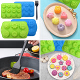 4 stuks multivorm muffinborden siliconen groot, 12 bakvormen met antiaanbaklaag siliconen muffinvormpjes met bakkwast, siliconen bakvormen voor cake, chocolade, kaas fondant