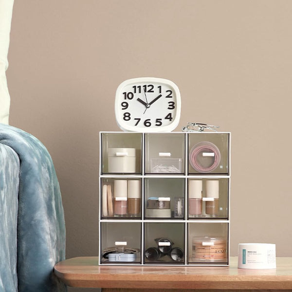 Opbergdozen, witte make-up organizer met 3 lades, stapelbare opbergdoos, opberglades voor mascara, sieraden, nagellak, lippenstift en meer