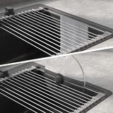 roestvrijstalen afdruiprek, opvouwbaar en afneembaar roestvrijstalen spoelbak, roldroogrek, roldroogrek, afvoergaasmand, 43 cm x 35 cm, grijs