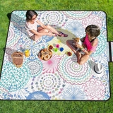 Waterdichte picknickdeken, 200 x 200 cm grote stranddeken, zandvrij met waterdichte onderkant, draagbare strandmat voor 4-6 personen, campingdeken met draaggreep voor park, tuin, strand, buiten