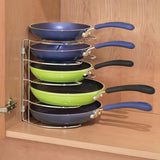 Pannenhouder, kastinzet voor 5 pannen, praktische keukenorganizer voor pannen en deksels van metaal, chroom