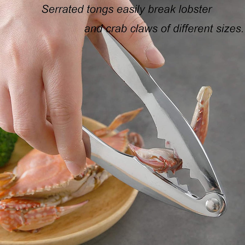 4-delige zeevruchten tool zeevruchten vorken set 1 kreeft krabben crab en 3 roestvrij staal zeevruchten vorken harde schaal schaaldieren alle soorten zeevruchten en noten enz. (zilver)