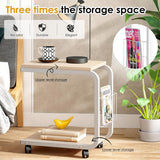 Bijzettafel met wieltjes, koffietafel, salontafel, nachtkastje, 51 x 30 x 56 cm, laptopstandaard, notebookstandaard met wieltjes en legplank