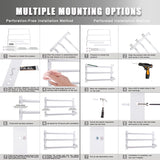 Handdoekstang, groot, zonder boren/stansen, 60 cm, meerlaags aluminium, handdoekhouder, wandrek, wandmontage, wandmontage, wandhanddoekhouder, 3 verdiepingen, badhanddoekstang voor badkamer en keuken