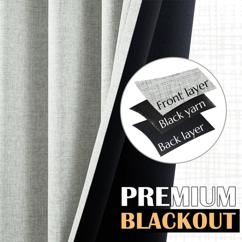 100% verduisteringsgordijnen, ondoorzichtig thermogordijn voor slaapkamer woonkamer, warmte-geïsoleerde volledig licht blokkerende gordijnen, back tab-raambehandelingen, grijs, 210 x 130 cm (h