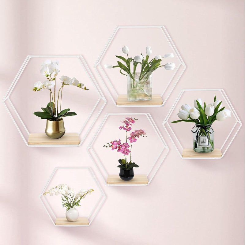 Wandplank wit metaal set van 5 planken wanddecoratie hangplank zolder wandplanken wandplank wit voor wanddecoratie in woonkamer, slaapkamer, badkamer, café en hotel